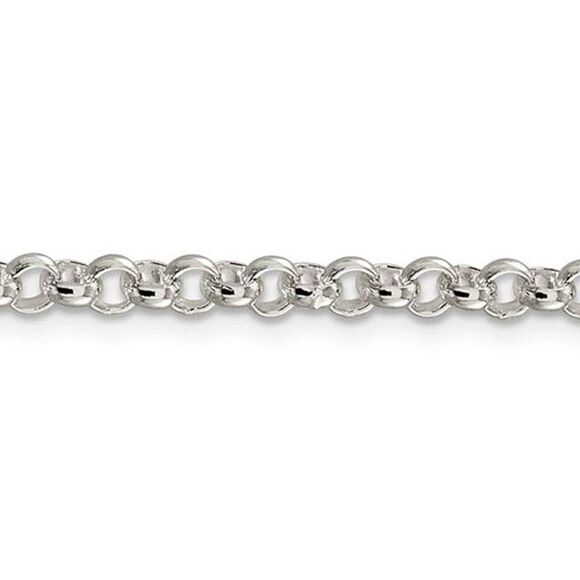 4mm, Sterling Silver Solid Rolo Chain Necklace, 22 Inch